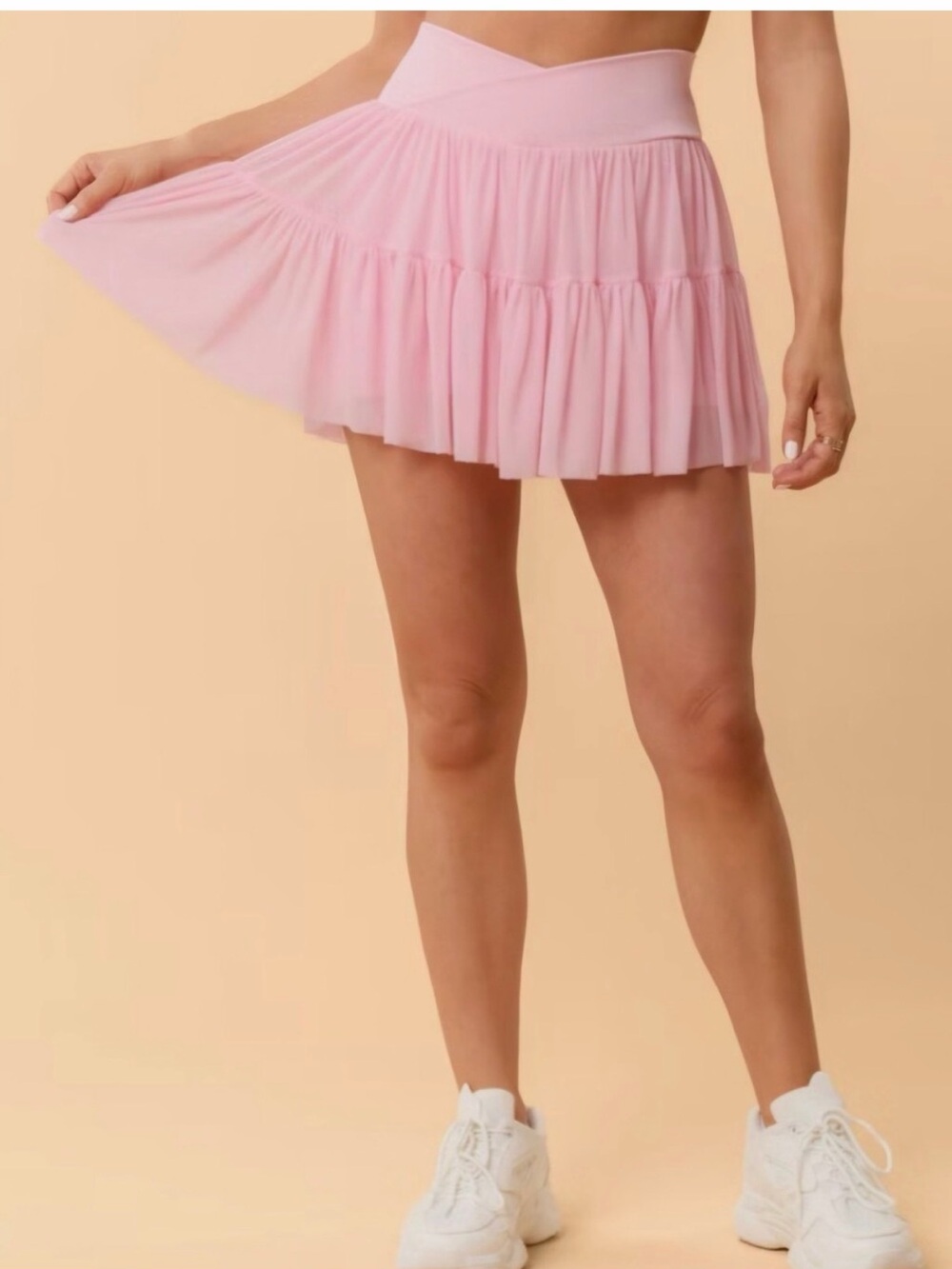Tiered Pink Mini Skirt with Flared Hem